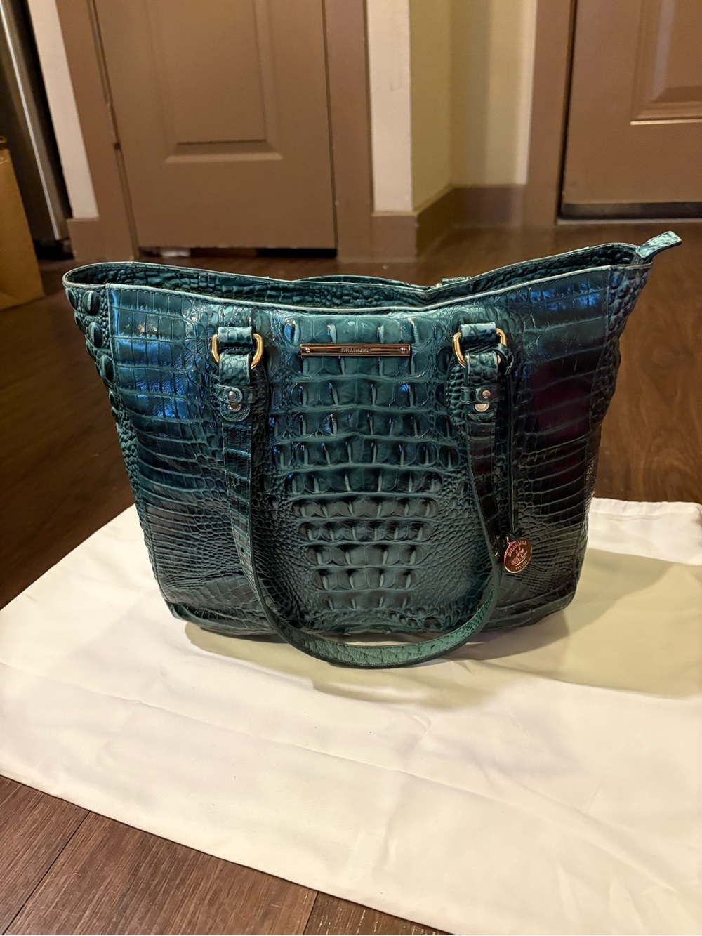 Brahmin Emerald Croc-Embossed Leather Tote